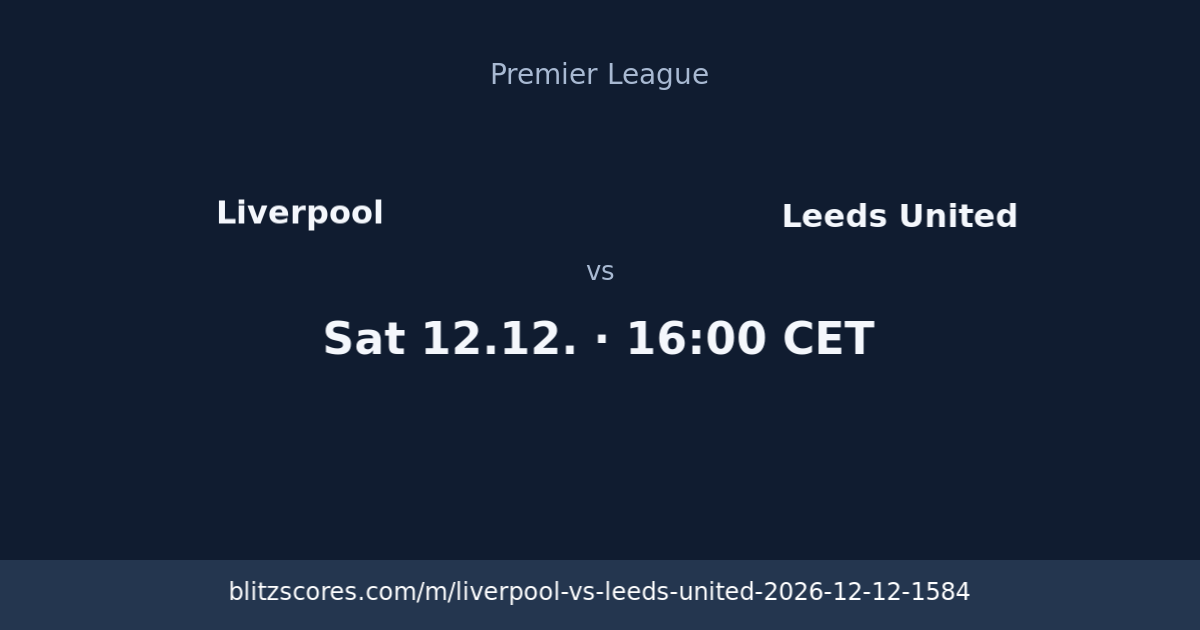 Liverpool vs Leeds United score card