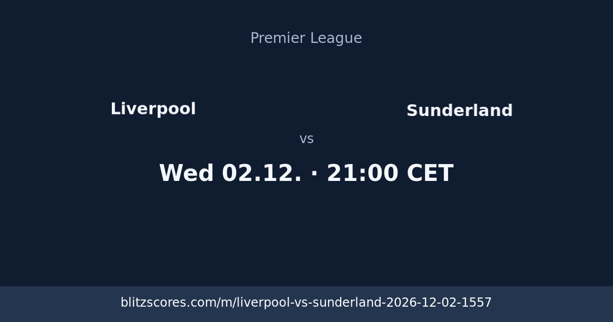 Liverpool vs Sunderland score card