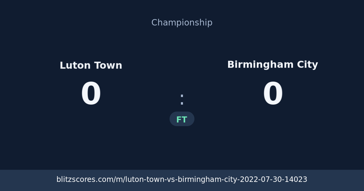 Luton Town vs Birmingham City score card