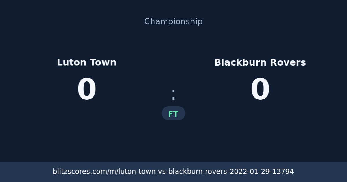 Luton Town vs Blackburn Rovers score card