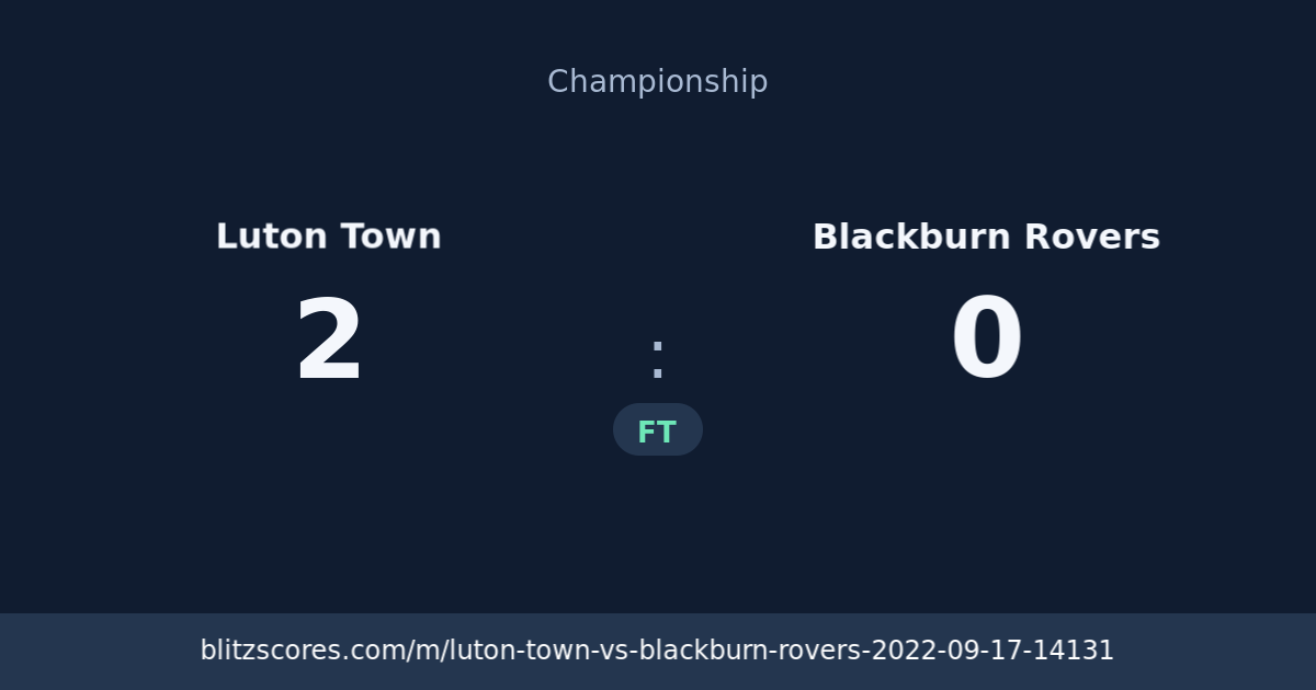 Luton Town vs Blackburn Rovers score card