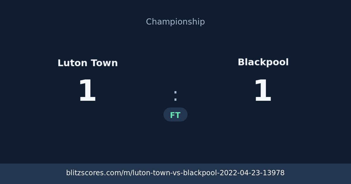 Luton Town vs Blackpool score card