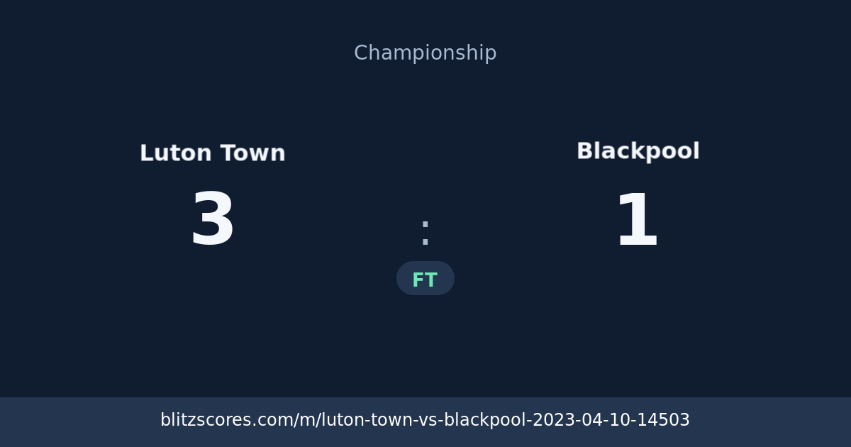Luton Town vs Blackpool score card