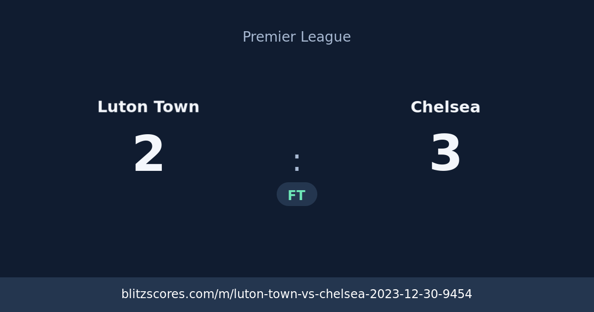Luton Town vs Chelsea score card