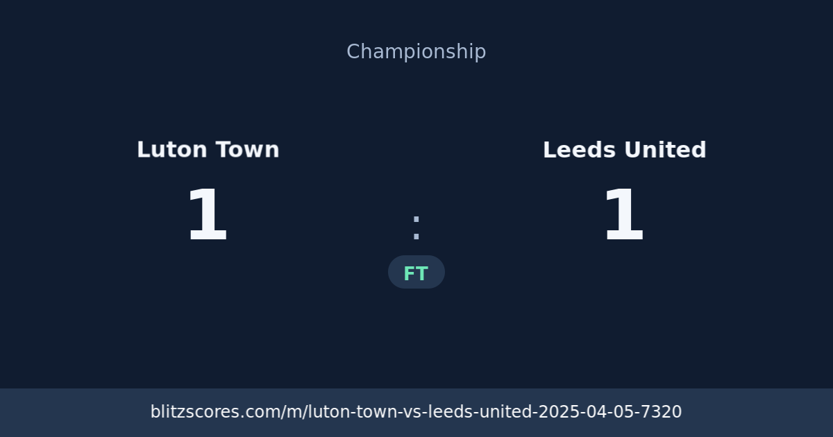 Luton Town vs Leeds United score card