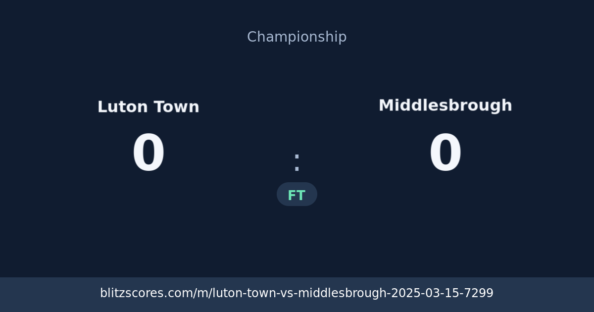 Luton Town vs Middlesbrough score card
