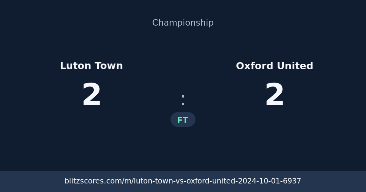 Luton Town vs Oxford United score card