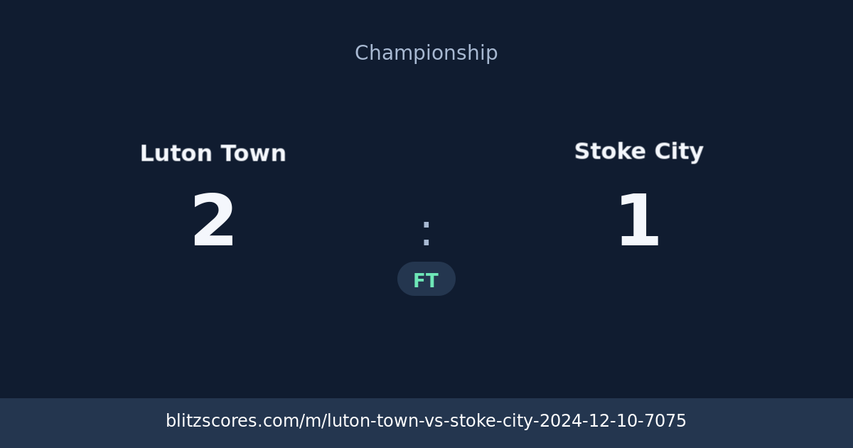 Luton Town vs Stoke City score card