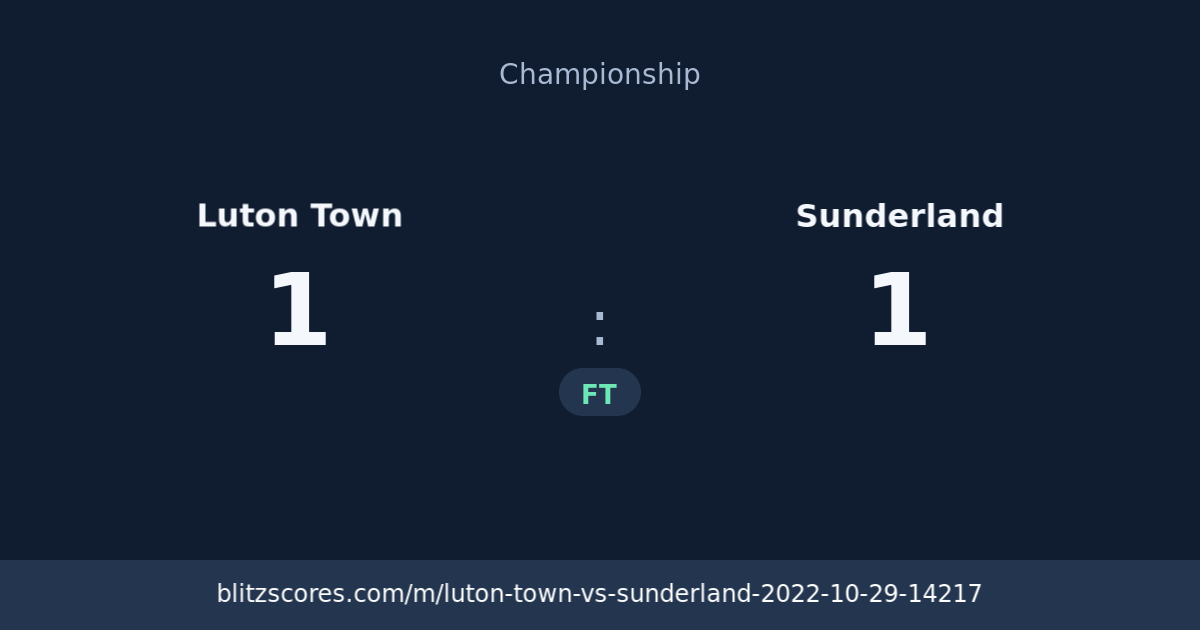 Luton Town vs Sunderland score card