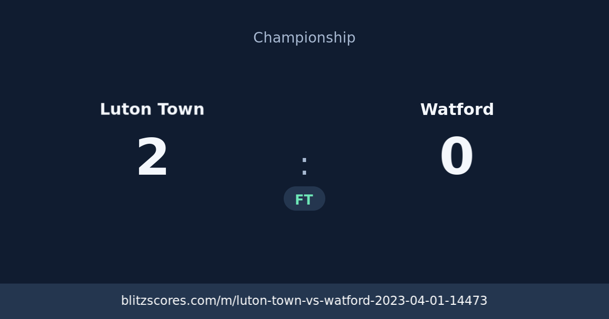 Luton Town vs Watford score card