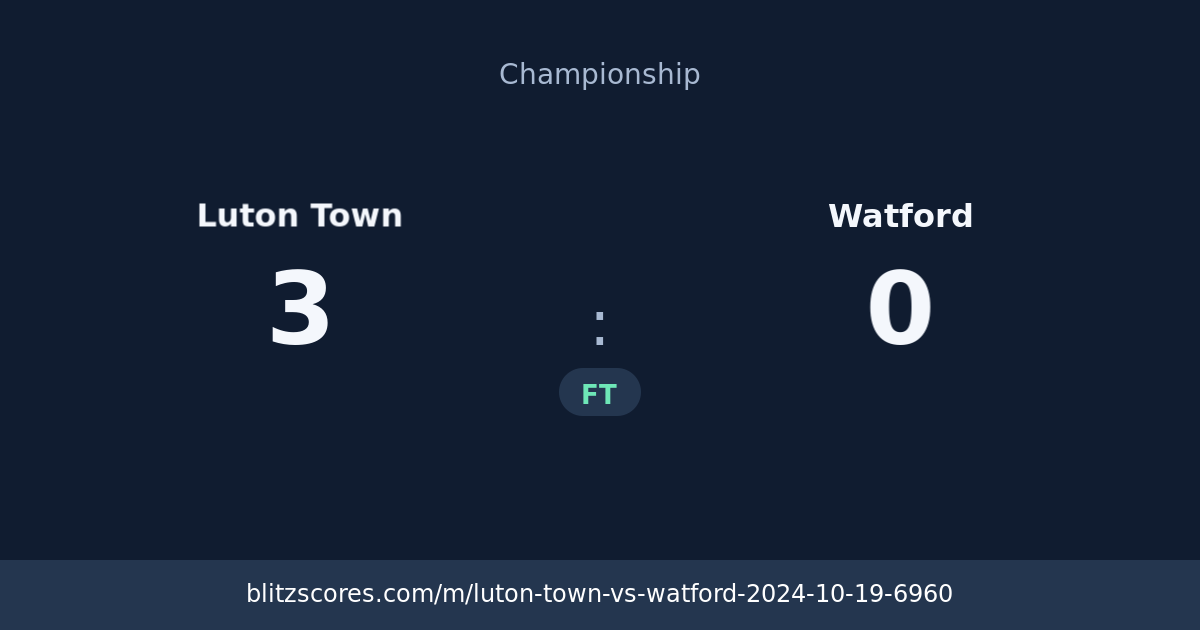Luton Town vs Watford score card