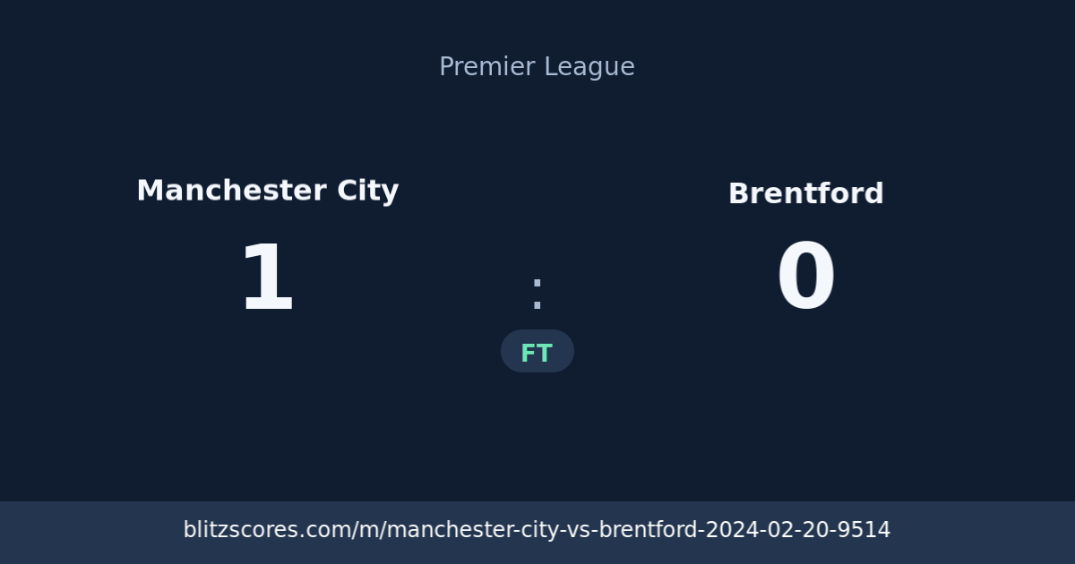 Manchester City vs Brentford score card