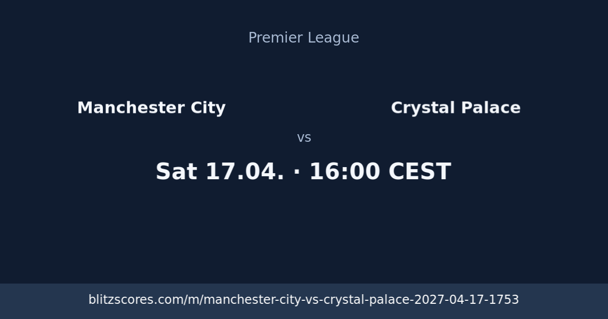 Manchester City vs Crystal Palace score card
