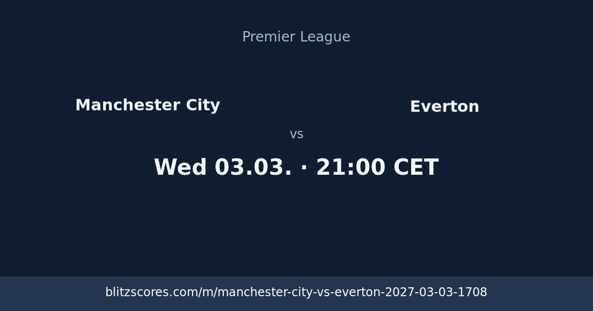 Manchester City vs Everton score card