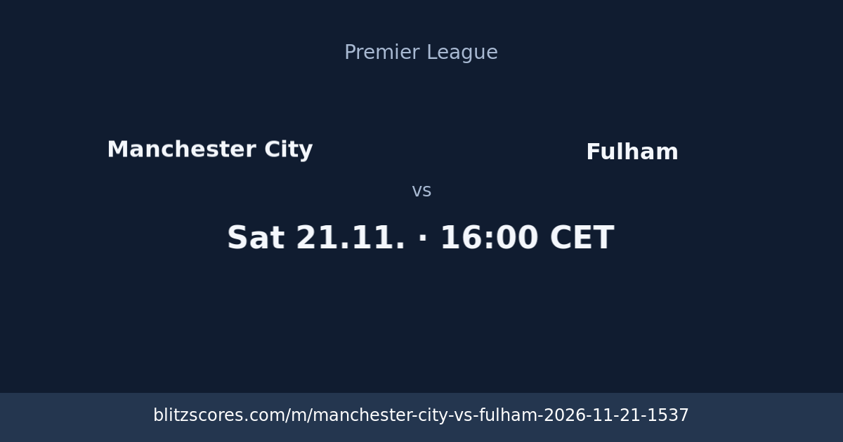Manchester City vs Fulham score card