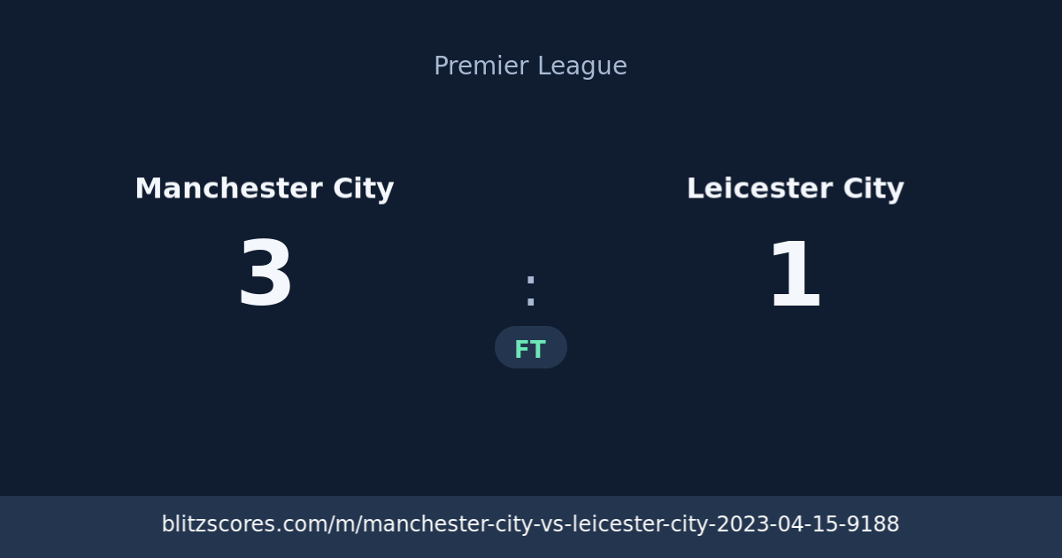 Manchester City vs Leicester City score card
