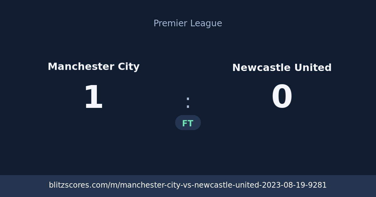 Manchester City vs Newcastle United score card
