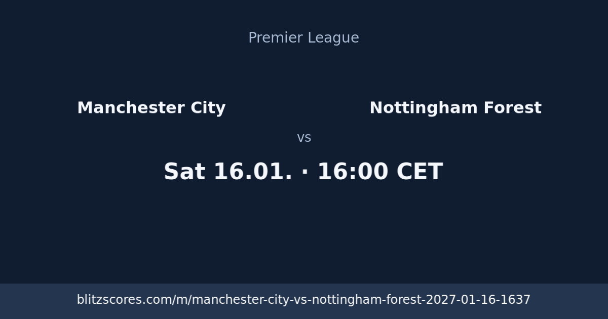 Manchester City vs Nottingham Forest score card