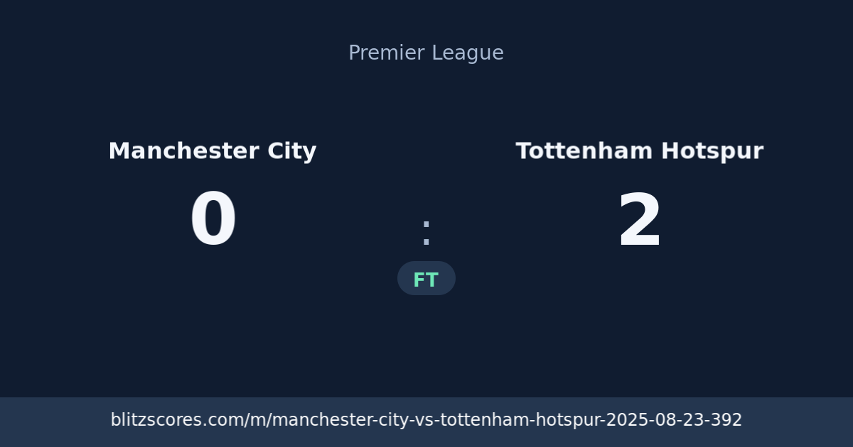 Manchester City vs Tottenham Hotspur score card
