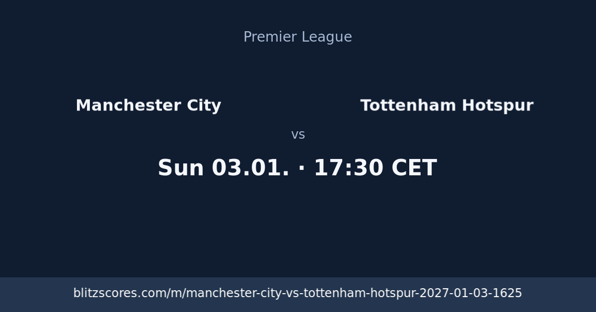 Manchester City vs Tottenham Hotspur score card