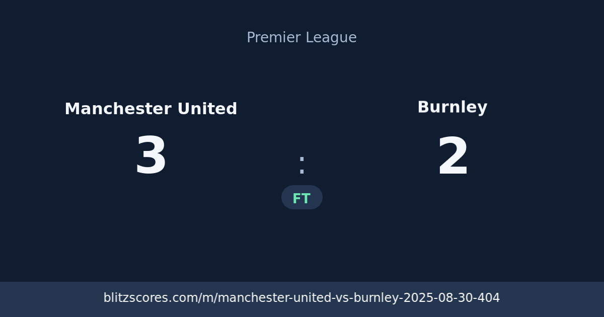 Manchester United vs Burnley score card