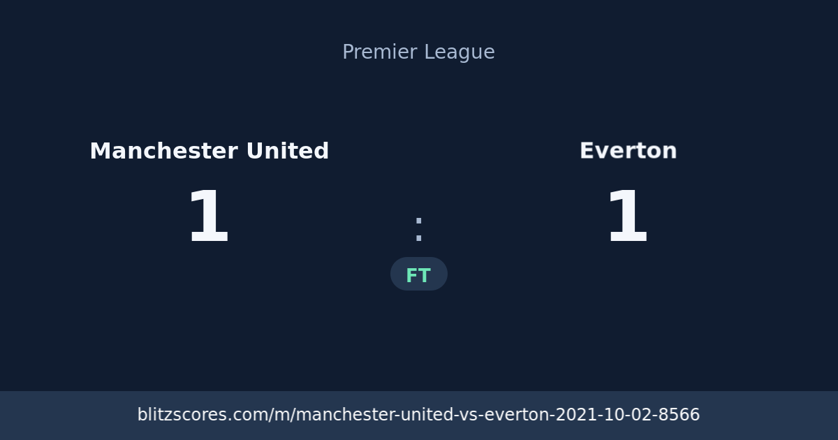 Manchester United vs Everton score card
