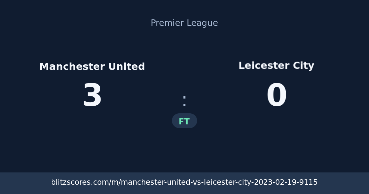 Manchester United vs Leicester City score card