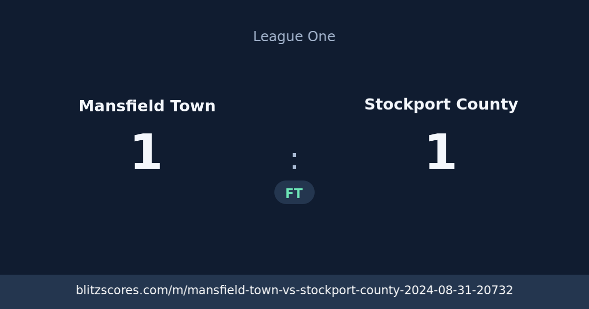 Mansfield Town vs Stockport County score card