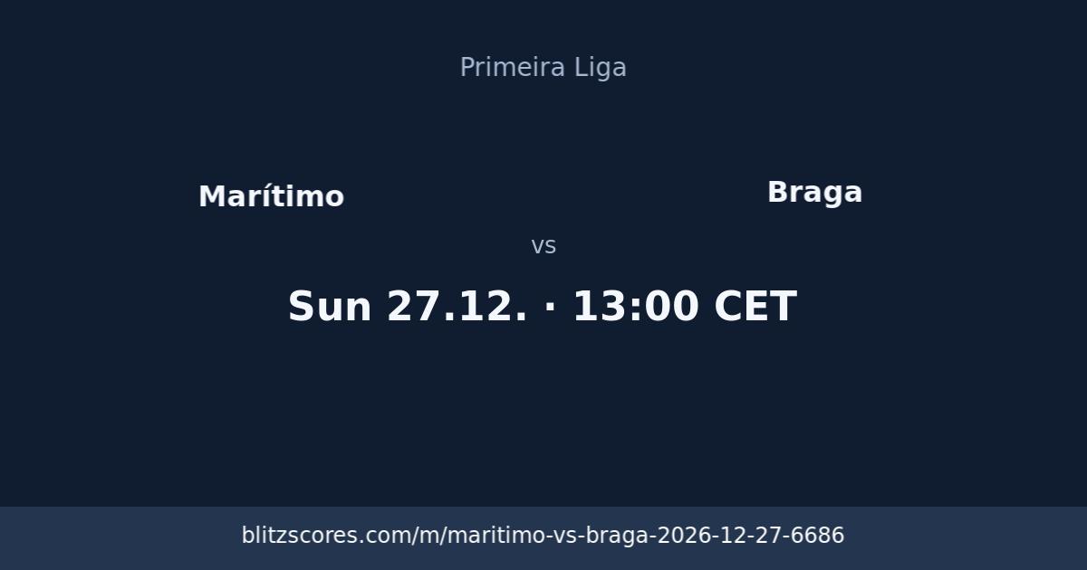Marítimo vs Braga score card