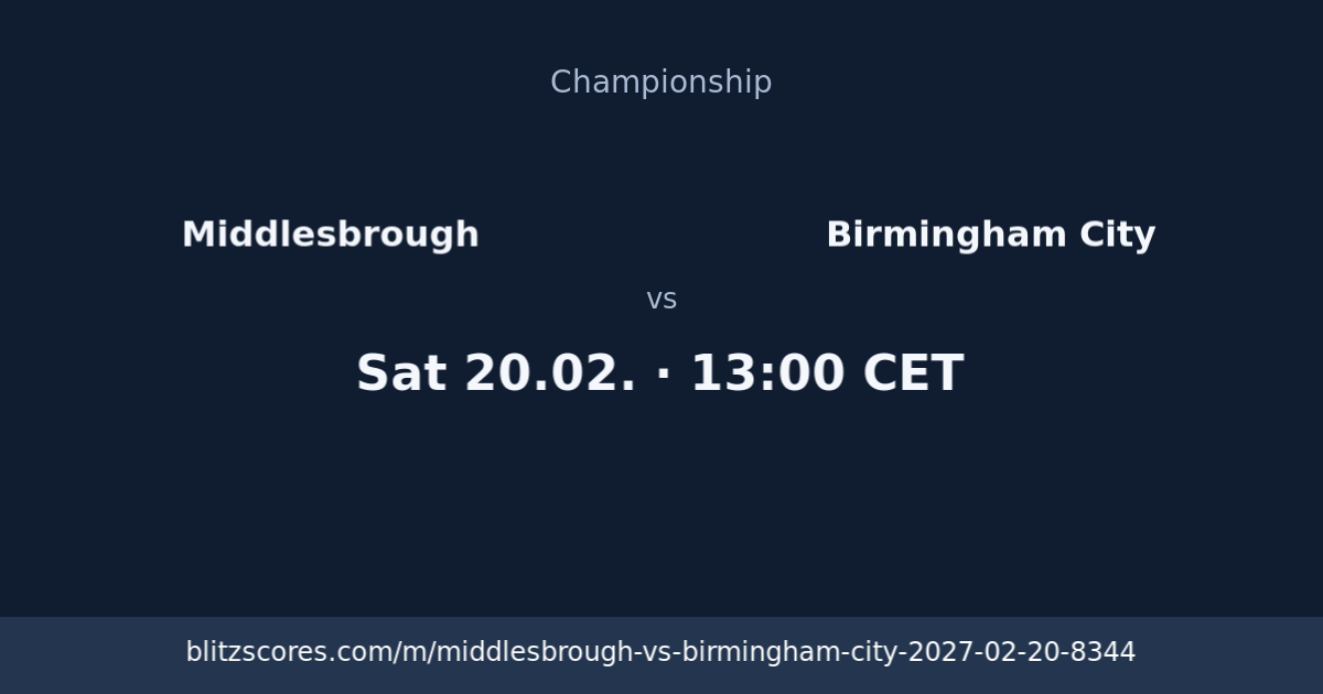 Middlesbrough vs Birmingham City score card