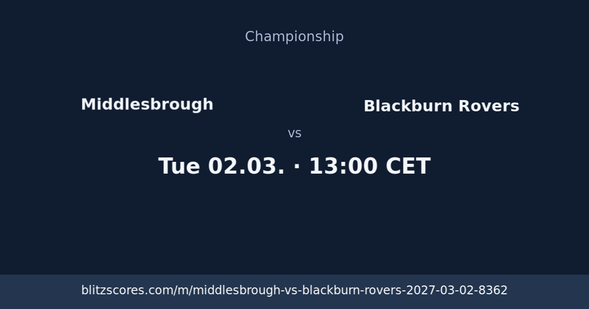 Middlesbrough vs Blackburn Rovers score card