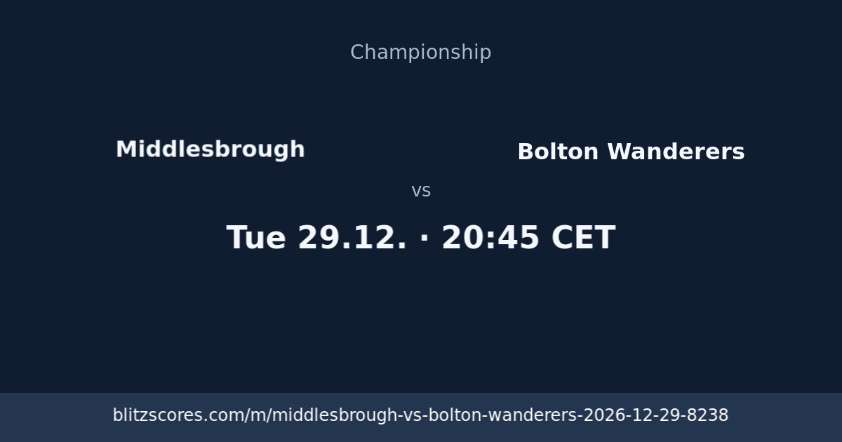Middlesbrough vs Bolton Wanderers score card