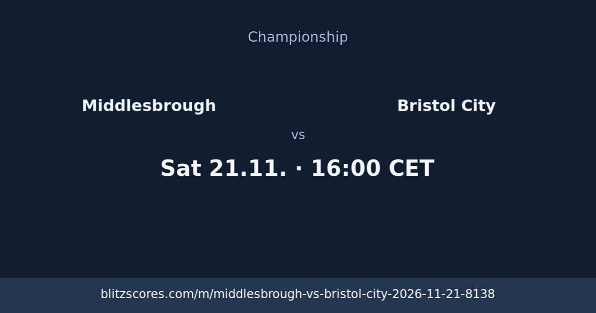 Middlesbrough vs Bristol City score card