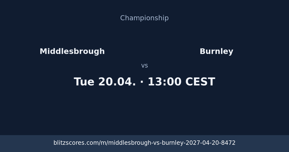 Middlesbrough vs Burnley score card