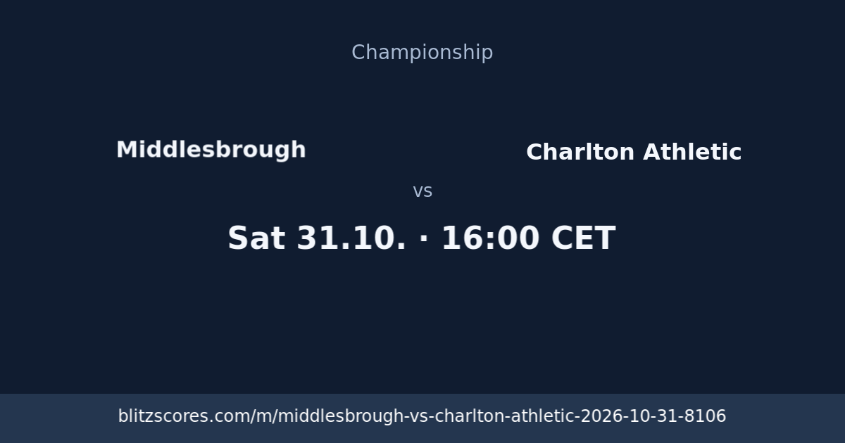 Middlesbrough vs Charlton Athletic score card
