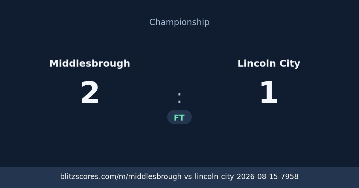 Middlesbrough vs Lincoln City score card