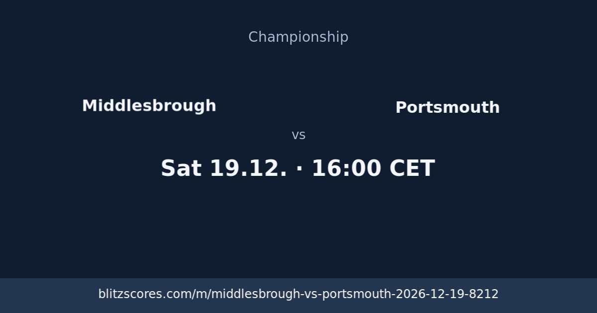 Middlesbrough vs Portsmouth score card