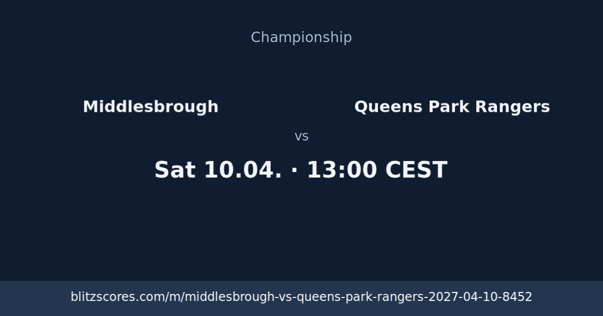 Middlesbrough vs Queens Park Rangers score card