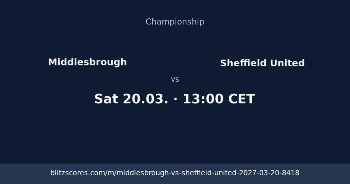 Middlesbrough vs Sheffield United score card