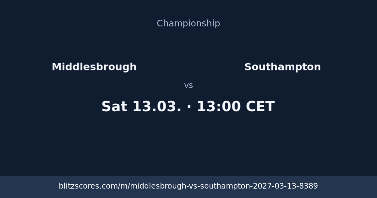 Middlesbrough vs Southampton score card
