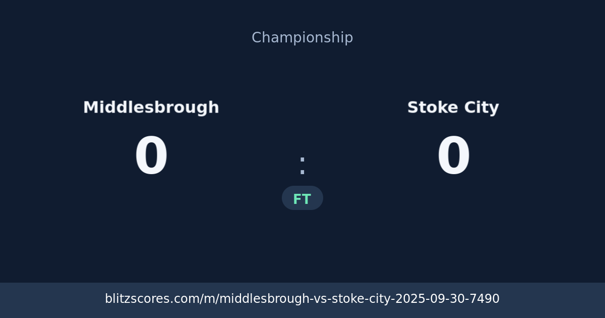 Middlesbrough vs Stoke City score card