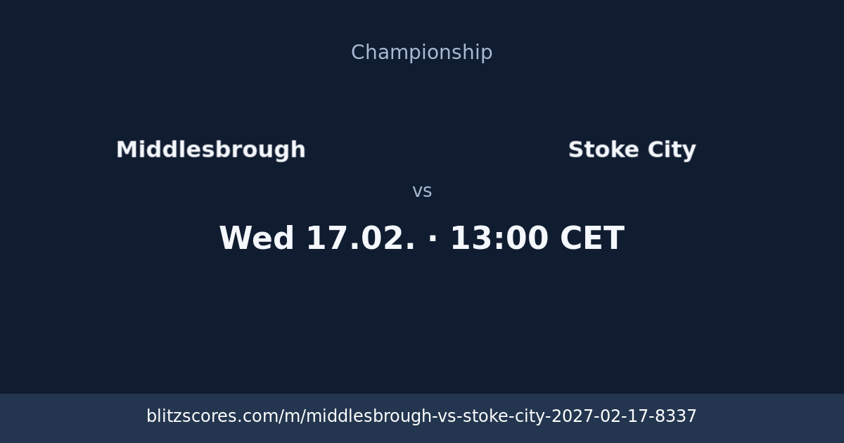 Middlesbrough vs Stoke City score card