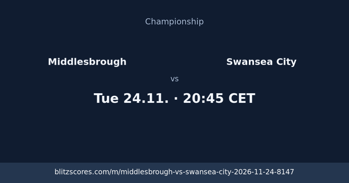 Middlesbrough vs Swansea City score card