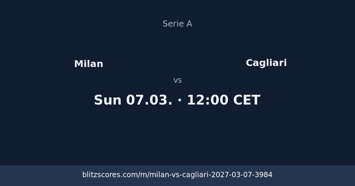 Milan vs Cagliari score card