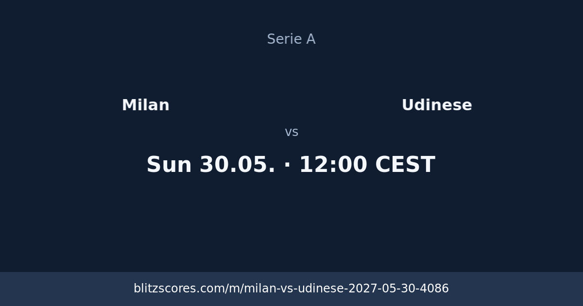 Milan vs Udinese score card