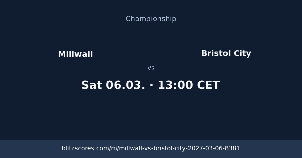 Millwall vs Bristol City score card