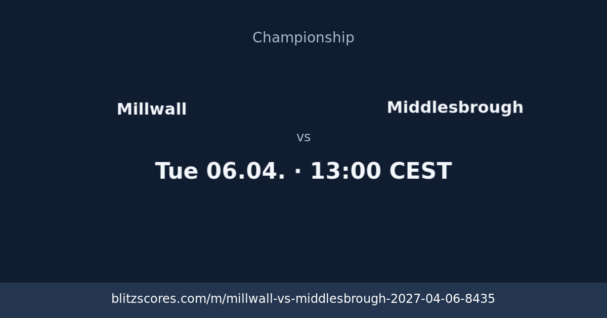Millwall vs Middlesbrough score card