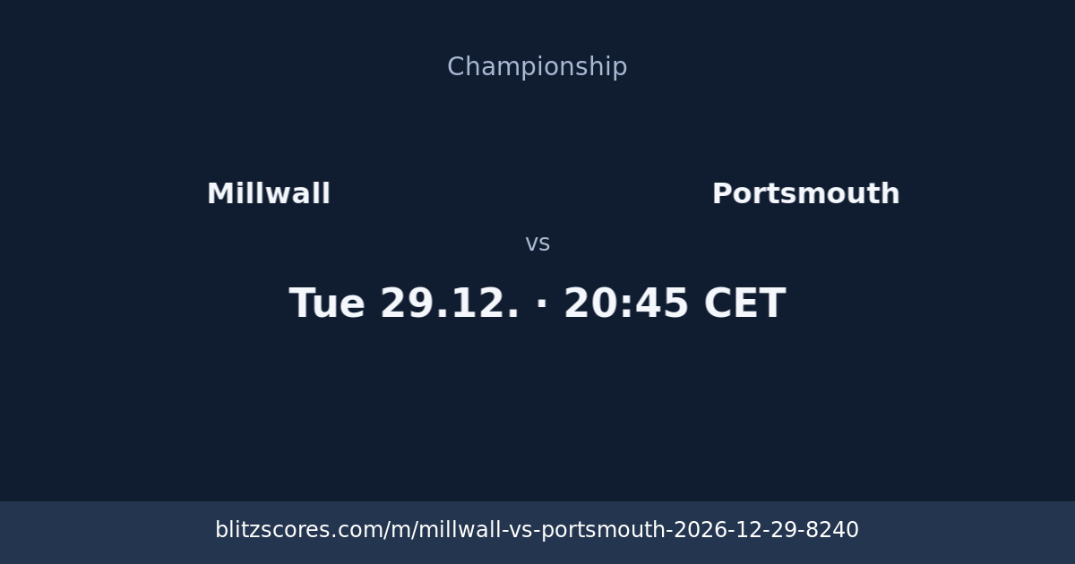 Millwall vs Portsmouth score card