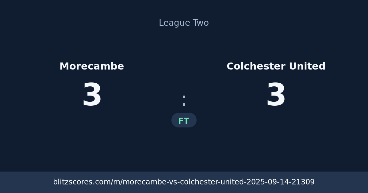 Morecambe vs Colchester United score card