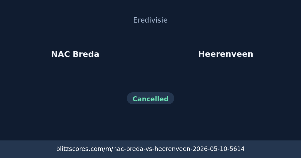 NAC Breda vs Heerenveen score card